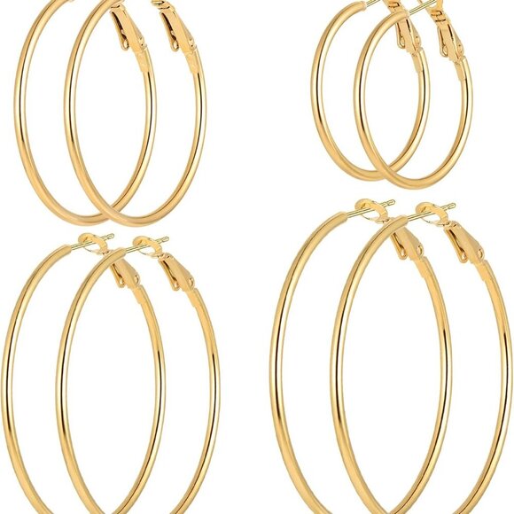 Stainless Steel Gold Hoops Silver Hoop Earrings Hypoallergenic Hoop Cartilage Pi - Picture 1 of 6
